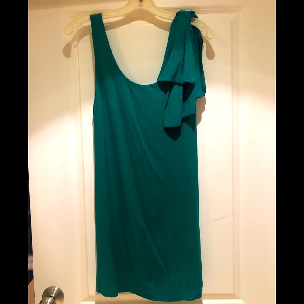 COPY - EUC ✨ Anthro Green Mini Dress Shoulder Det…